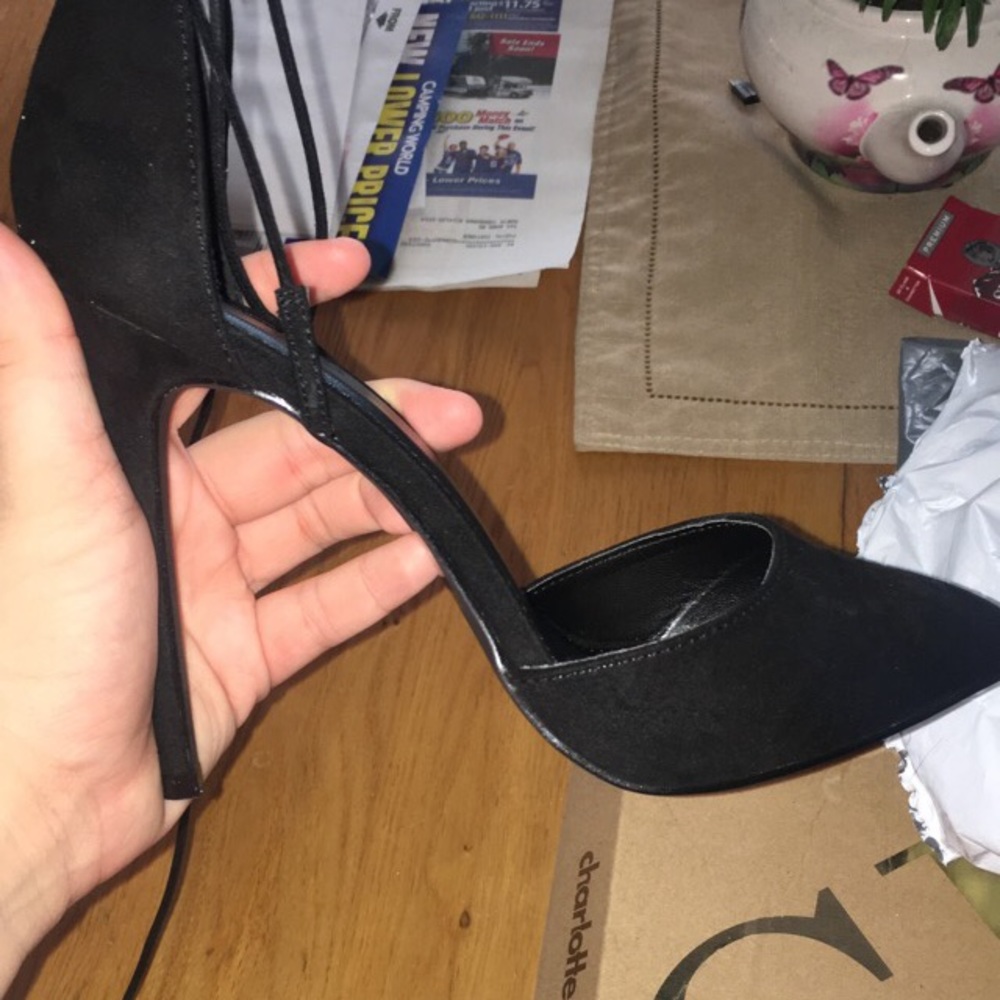 Lace up high heels
